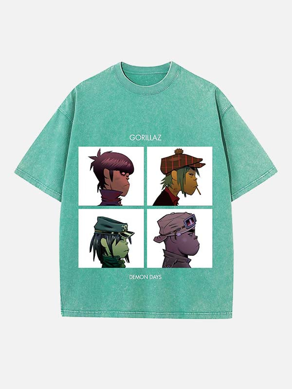 Gorillaz Print Round Neck T-shirt