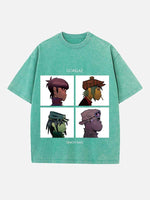 Gorillaz Print Round Neck T-shirt