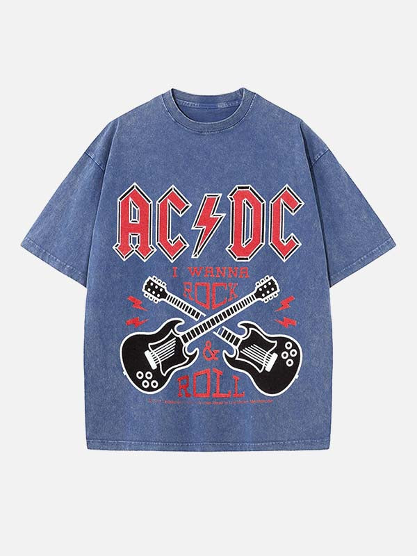 AC/DC Print Round Neck T-shirt