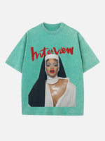 Rihanna Print Round Neck T-shirt