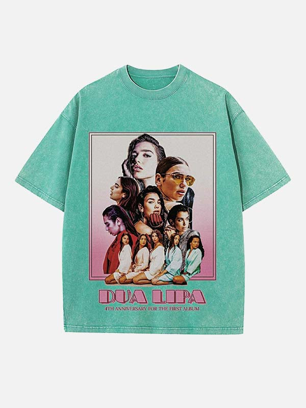 Dua Lipa Print Round Neck T-shirt