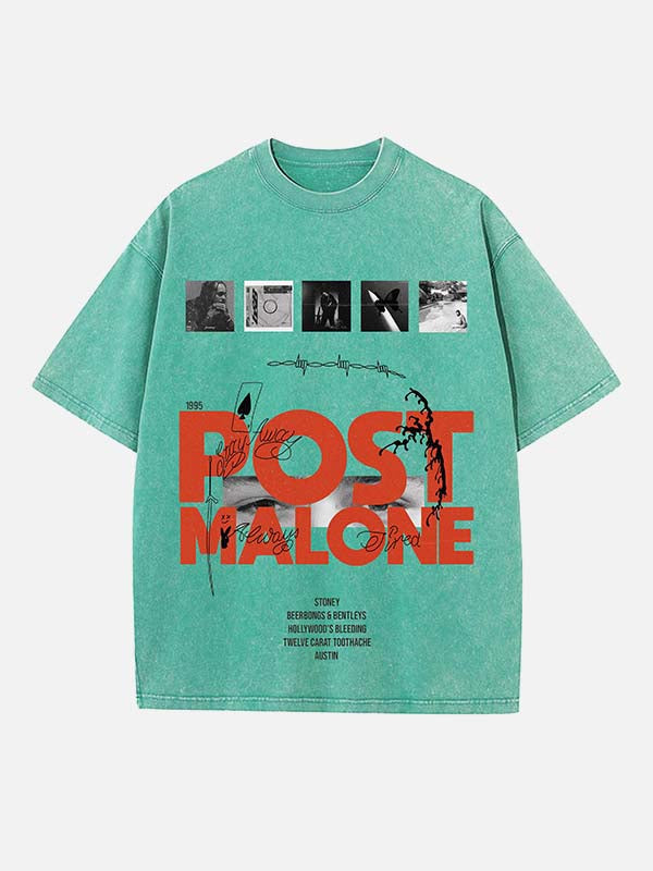 Post Malone Print Round Neck T-shirt