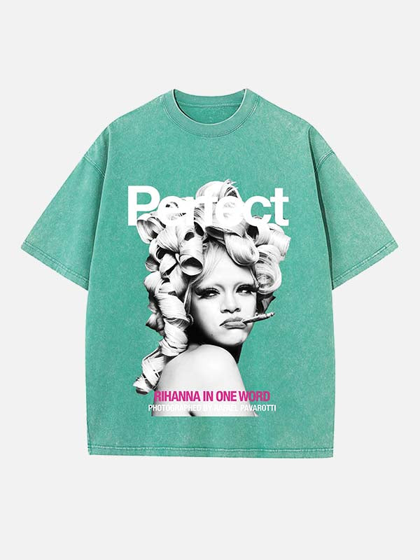 Rihanna Print Round Neck T-shirt