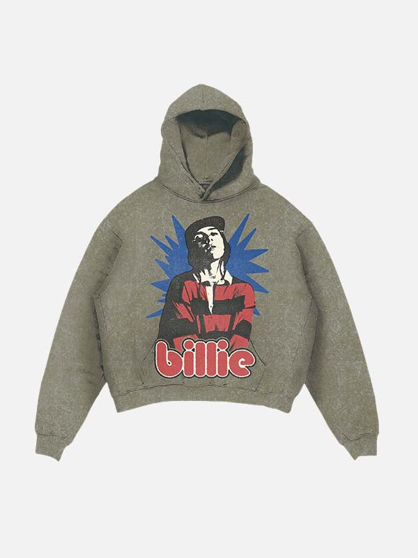 Billie Eilish Print Slant Pockets Hoodie