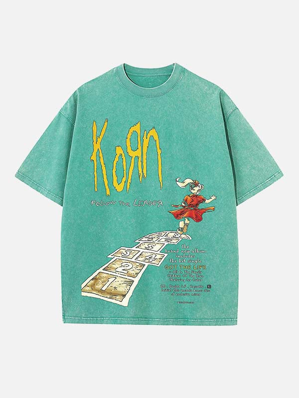 Korn Print Round Neck T-shirt