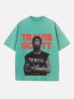 Travis Scott Print Round Neck T-shirt