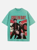 Green Day Print Round Neck T-shirt