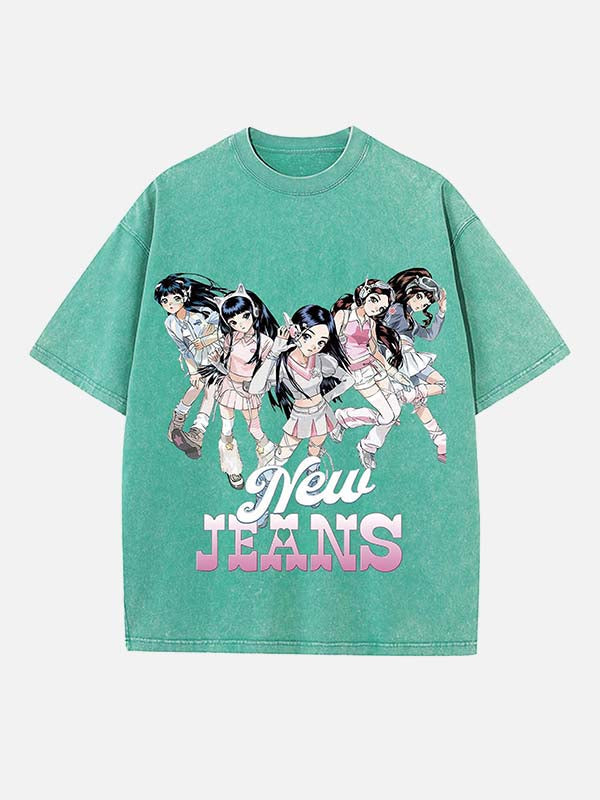 NewJeans Print Round Neck T-shirt