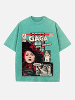 Lady Gaga Print Round Neck T-shirt