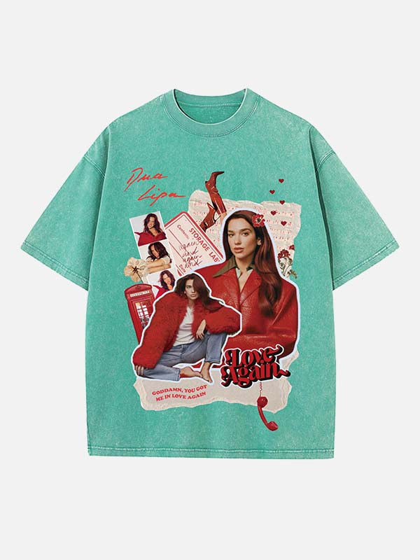 Dua Lipa Print Round Neck T-shirt