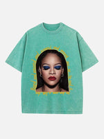 Rihanna Print Round Neck T-shirt
