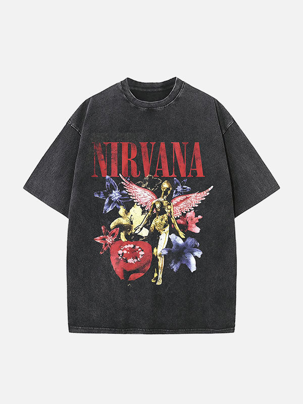 NIRVANA Print Round Neck T-shirt
