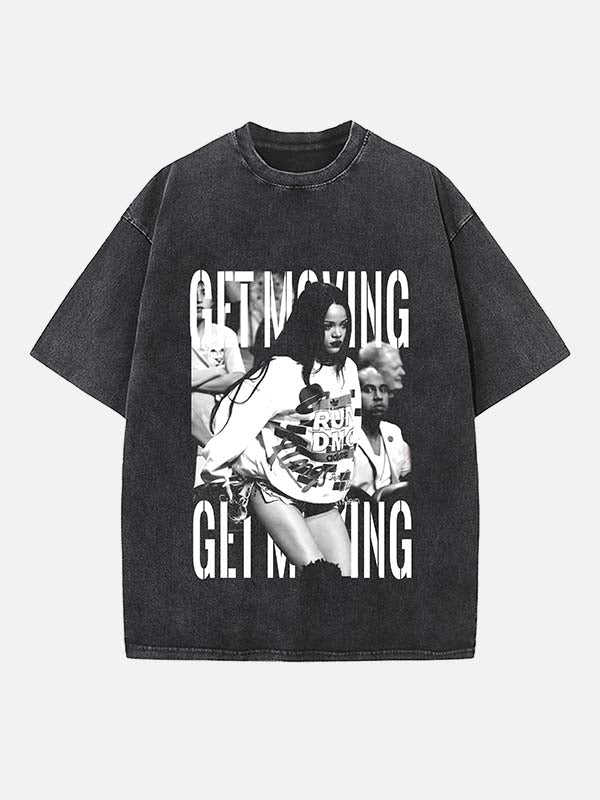 Rihanna Print Round Neck T-shirt