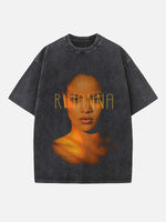 Rihanna Print Round Neck T-shirt