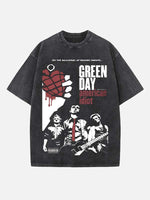 Green Day Print Round Neck T-shirt