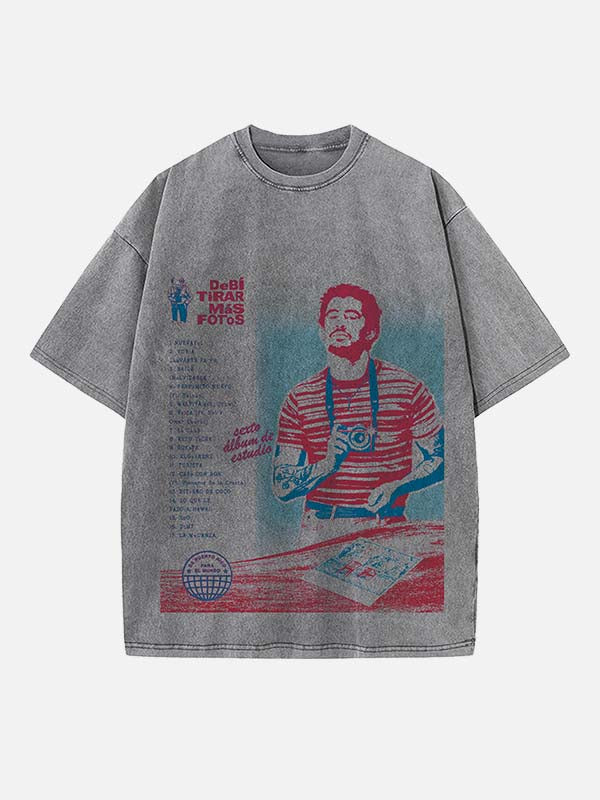 Bad Bunny Print Round Neck T-shirt