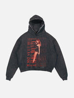 Taylor Swift Print Slant Pockets Hoodie