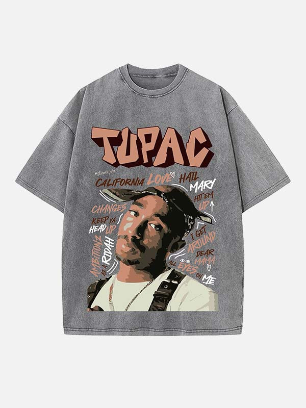 2Pac Print Round Neck T-shirt