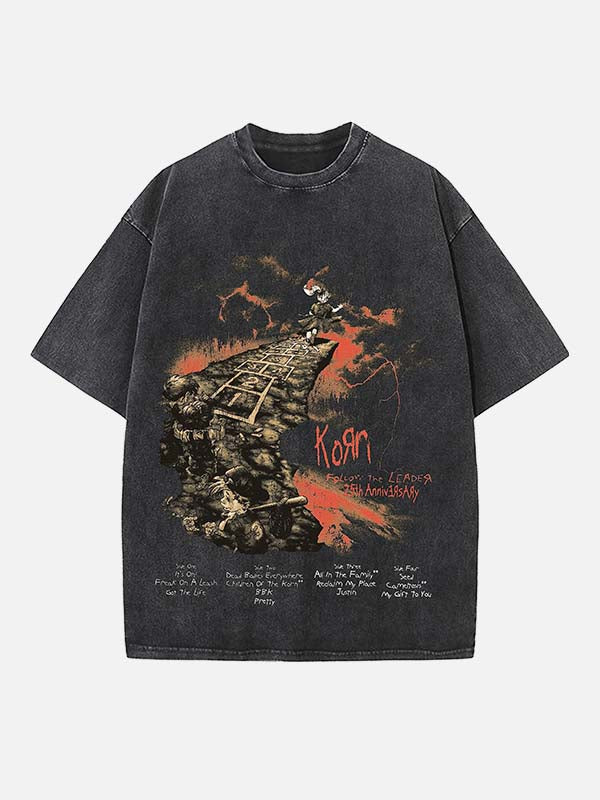 Korn Print Round Neck T-shirt