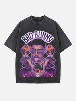 Bad Bunny Print Round Neck T-shirt