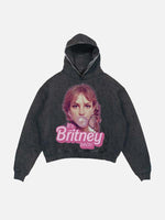 Britney Spears Print Slant Pockets Hoodie
