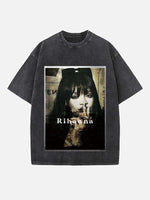 Rihanna Print Round Neck T-shirt