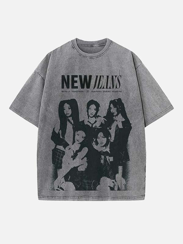 NewJeans Print Round Neck T-shirt