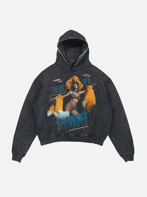 Taylor Swift Print Slant Pockets Hoodie