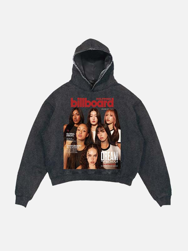 KATSEYE Print Slant Pockets Hoodie