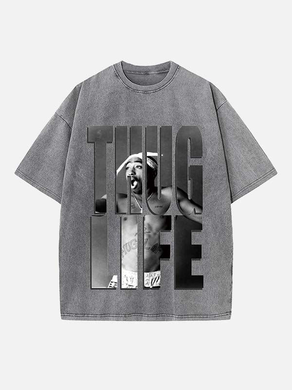 2Pac Print Round Neck T-shirt