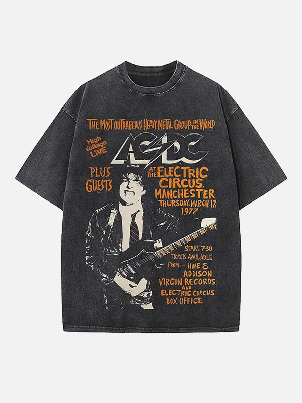 AC/DC Print Round Neck T-shirt