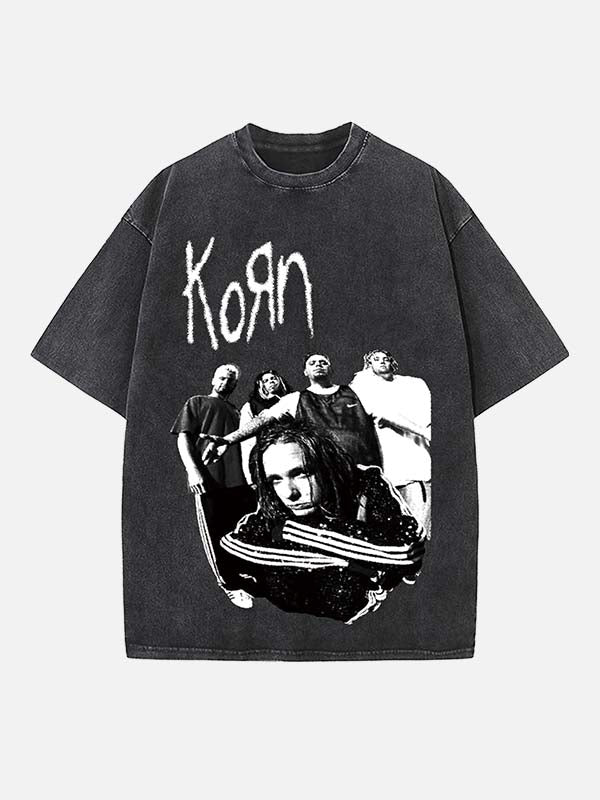 Korn Print Round Neck T-shirt