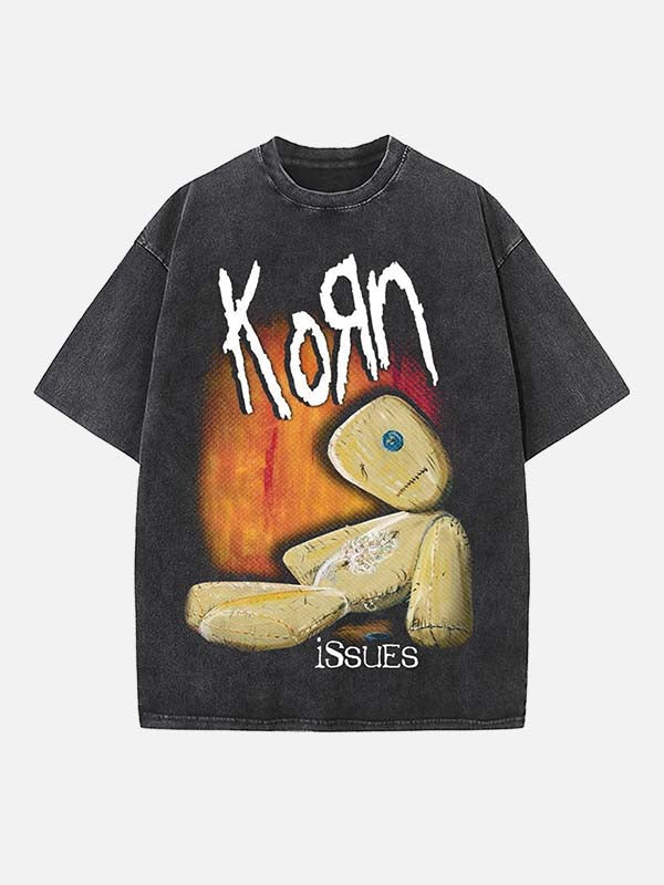 Korn Print Round Neck T-shirt