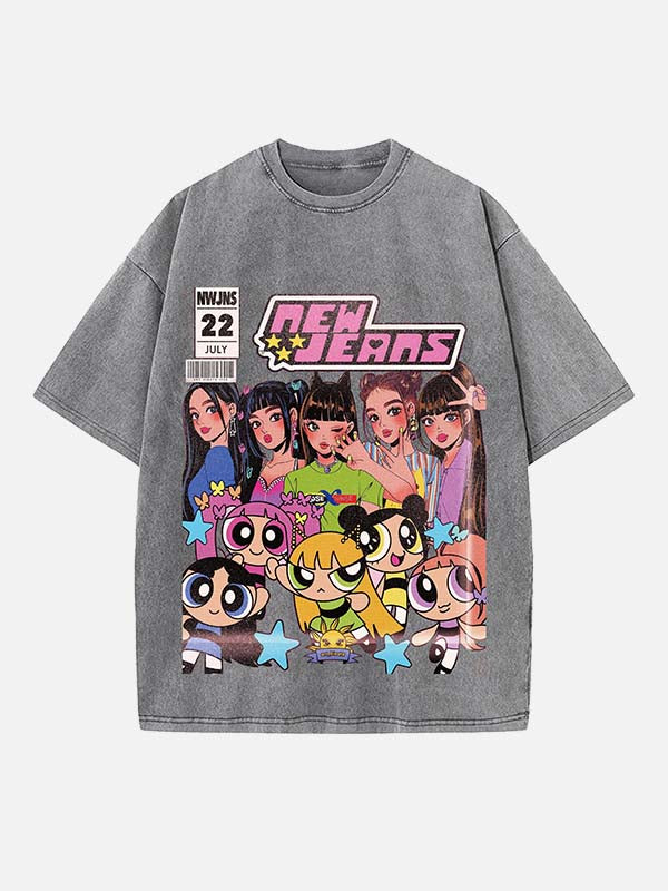 NewJeans Print Round Neck T-shirt