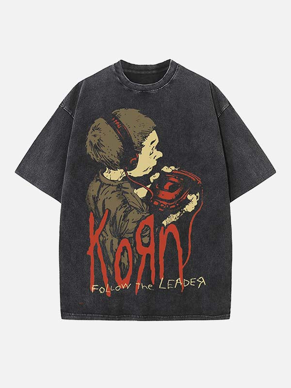 Korn Print Round Neck T-shirt