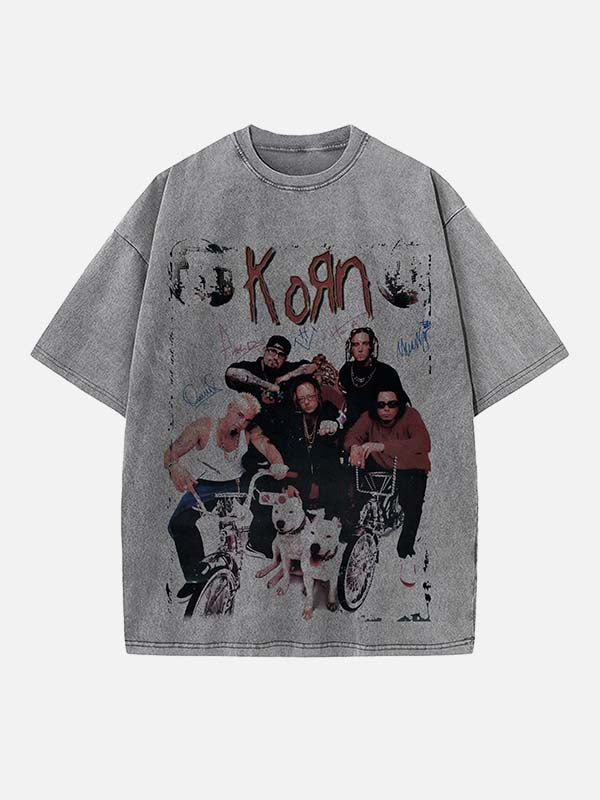 Korn Print Round Neck T-shirt