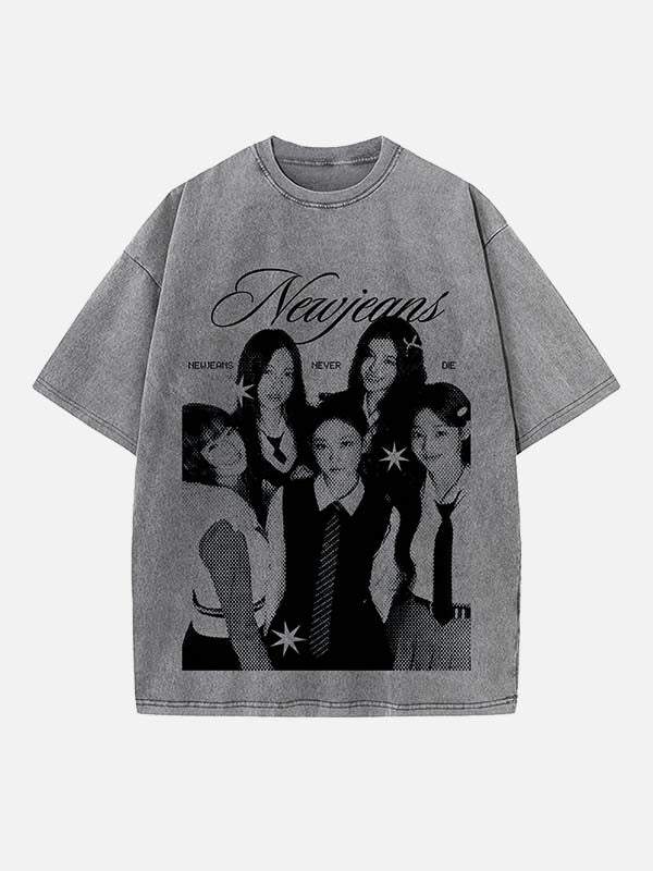 NewJeans Print Round Neck T-shirt