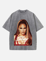 Jennifer Lopez Print Round Neck T-shirt