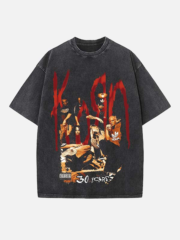 Korn Print Round Neck T-shirt