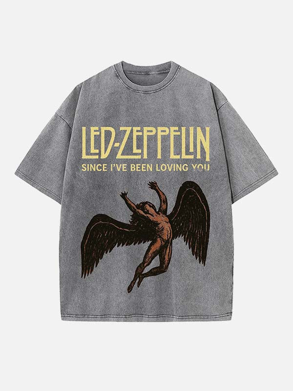 Led Zeppelin Print Round Neck T-shirt