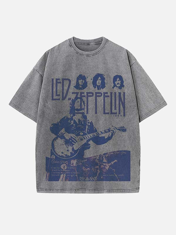 Led Zeppelin Print Round Neck T-shirt