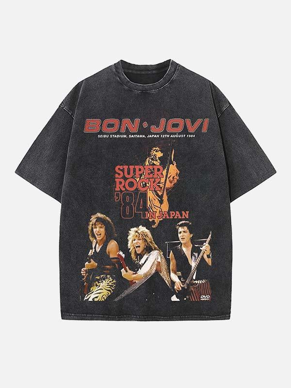 Bon Jovi Print Round Neck T-shirt