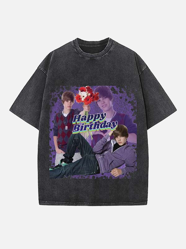 Justin Bieber Print Round Neck T-shirt