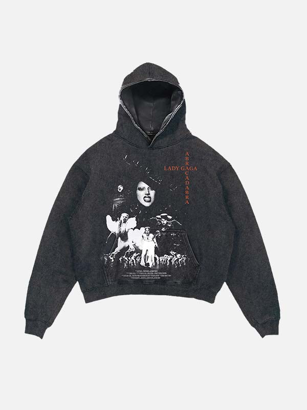 Lady Gaga Print Slant Pockets Hoodie