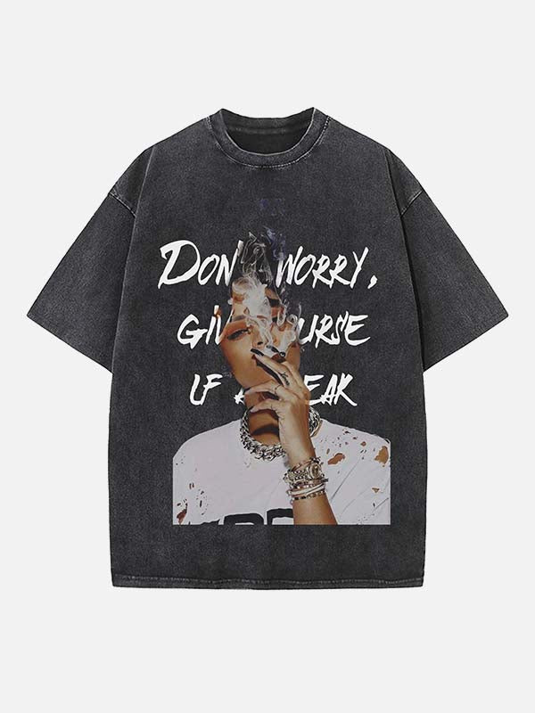 Rihanna Print Round Neck T-shirt