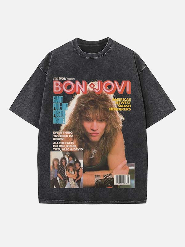 Bon Jovi Print Round Neck T-shirt