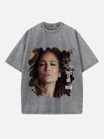 Jennifer Lopez Print Round Neck T-shirt