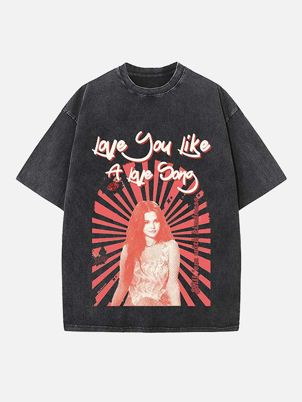 Selena Gomez Print Round Neck T-shirt