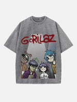 Gorillaz Print Round Neck T-shirt