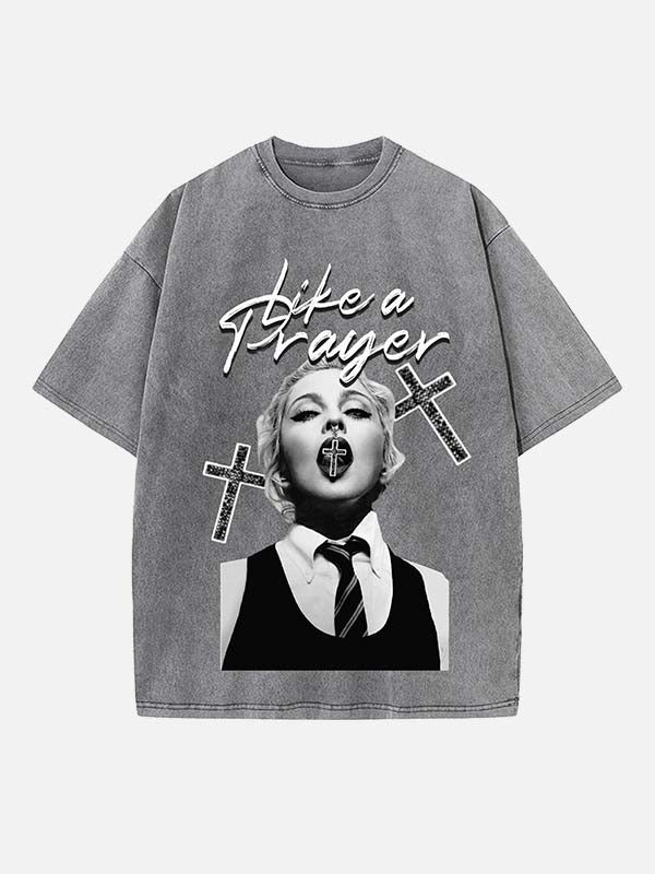 Madonna Print Round Neck T-shirt
